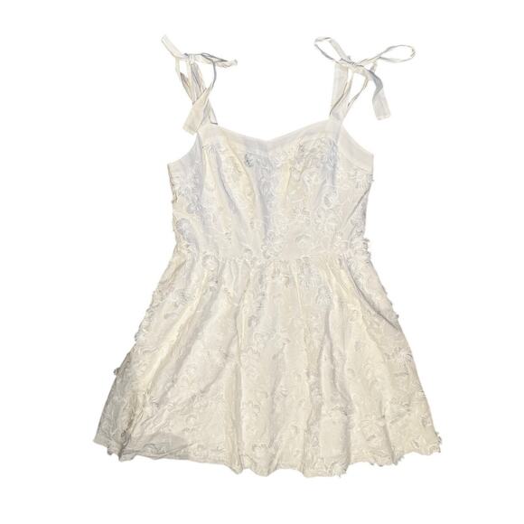 Gal Meets Glam x Anthropologie Trudy Embroidered Floral Dress Sz 12 White Cotton - Picture 5 of 8